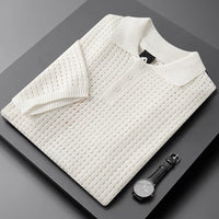 White Airy Men's Polo with Fine Knit Texture – Daan