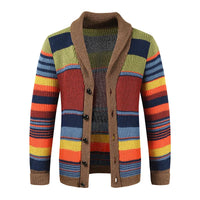 Herren Strick-Cardigan mit Colourblock und geometrischem Muster – Leandro