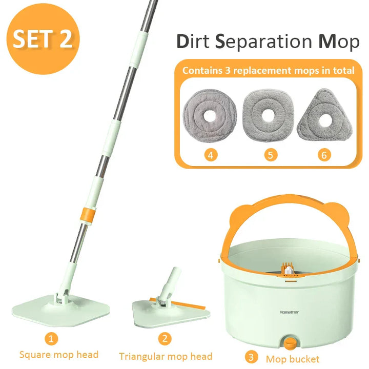 Selbstrotierender Wischmopp mit Eimer - SpinMop