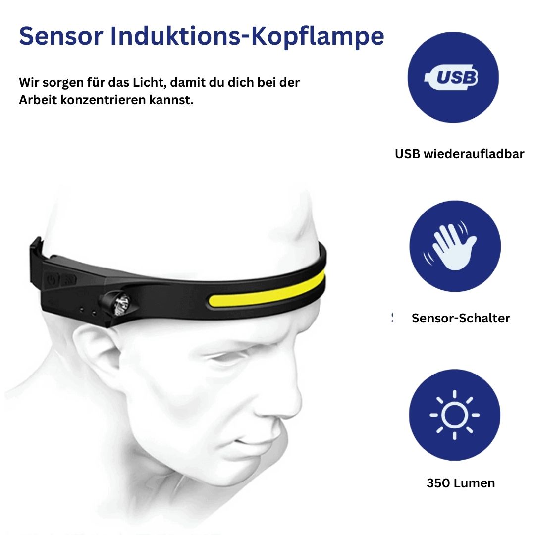 Sensor Induktions-Kopflampe (1+1 KOSTENLOS)