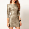 Schlankes Pailletten-Cocktailkleid in Gold – Gilda
