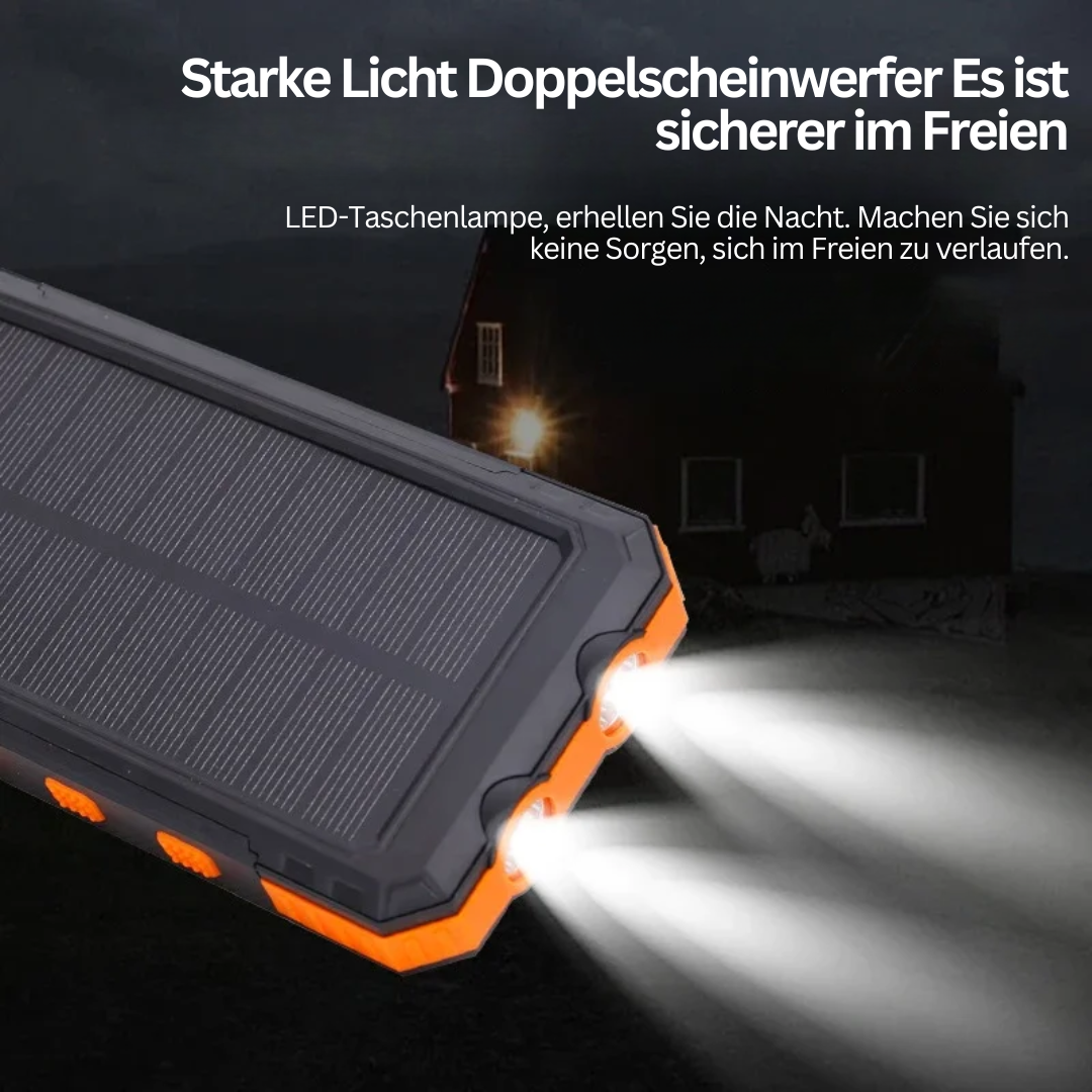 Solarbetriebene Powerbank mit Taschenlampe – SolarCharge Pro