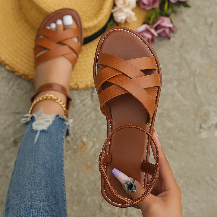 Brown Roman Women's Summer Sandals with Non-Slip Sole – Yvelle