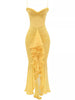 Trendiges Maxikleid mit Rüschen und Spaghettiträgern – Loyza