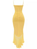 Trendiges Maxikleid mit Rüschen und Spaghettiträgern – Loyza