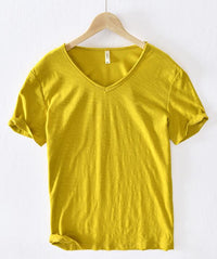 Herren V-Ausschnitt Leinen Shirt – Luca