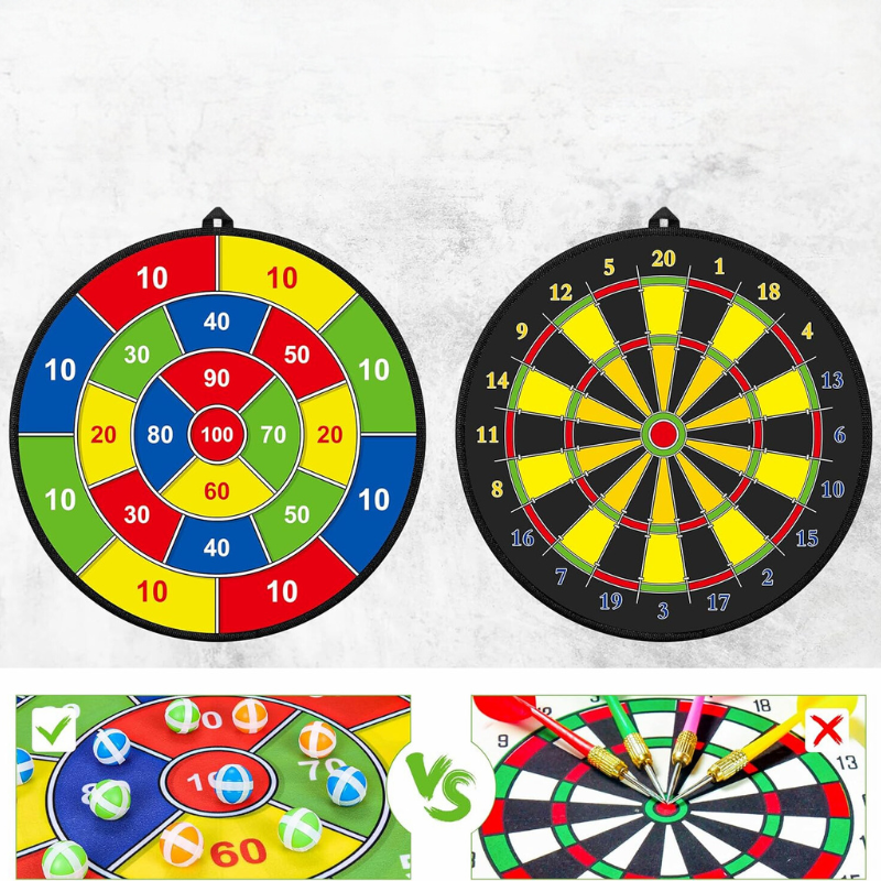 Großes Kinder-Dartboard mit Klebebällen und Darts – PlayTarget
