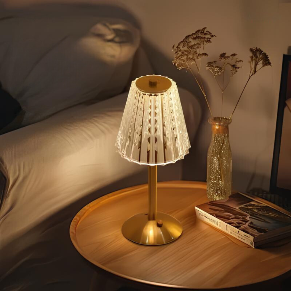 Goldene Kristall-Tischlampe - Aurora Luxe