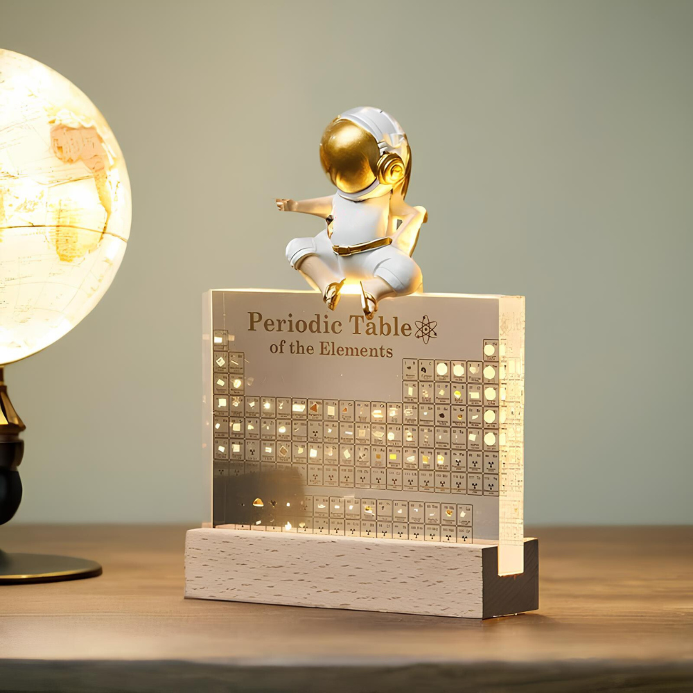 Erleuchtete Periodensystem mit echten Elementen - Elementa