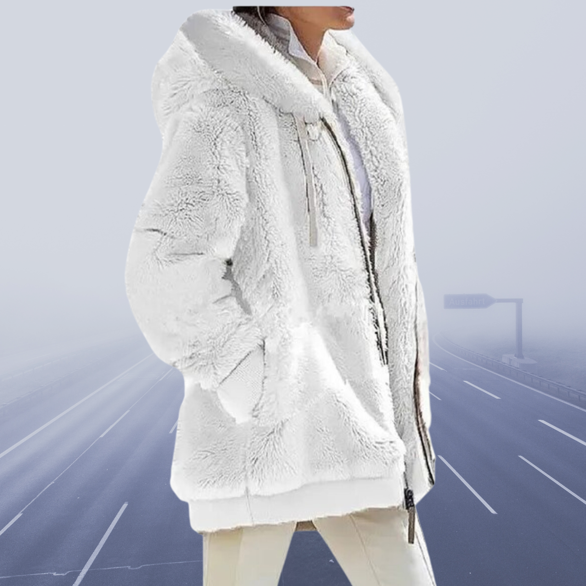 Casual Fleece-Weste mit Kapuze - Elena