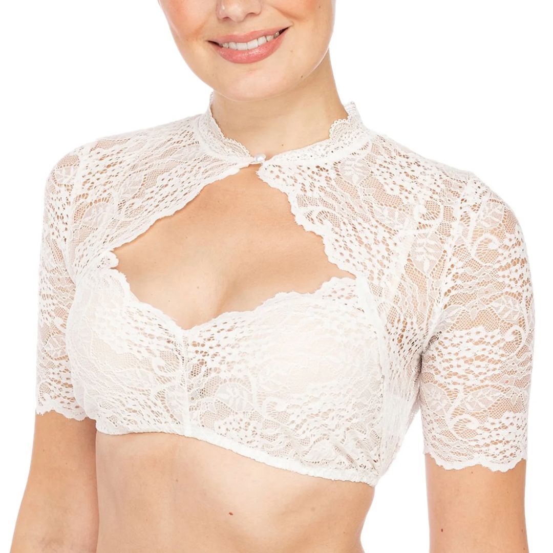Trendy Dirndlbluse mit Spitze & Herzausschnitt für Damen – Alina