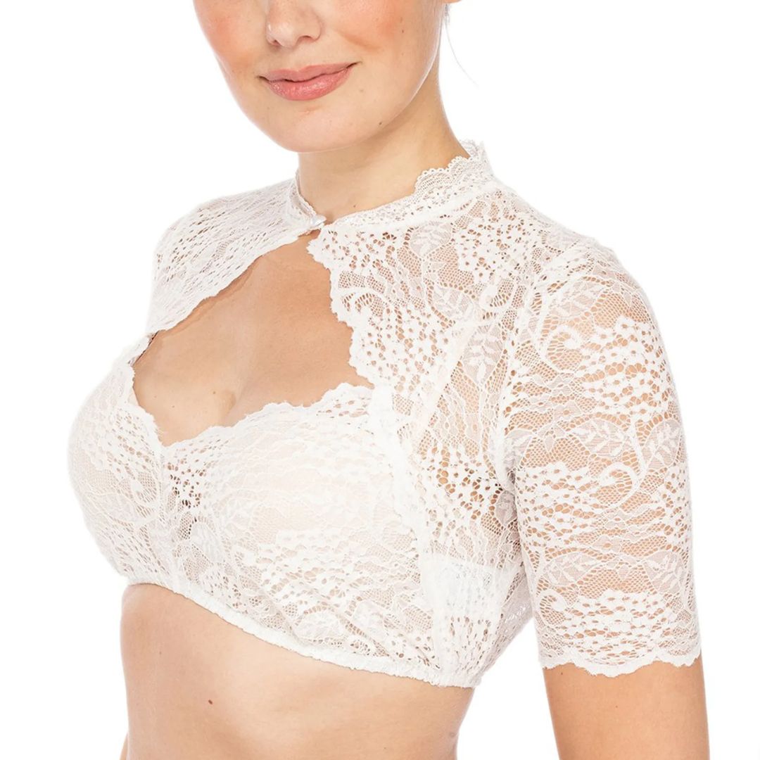 Trendy Dirndlbluse mit Spitze & Herzausschnitt für Damen – Alina