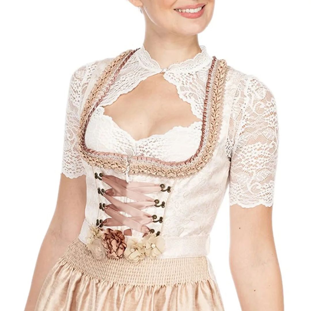 Trendy Dirndlbluse mit Spitze & Herzausschnitt für Damen – Alina