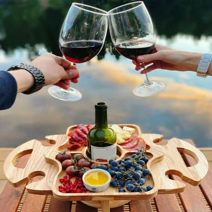 2-in-1 Portable Fruit and Wine Glass Table Stand