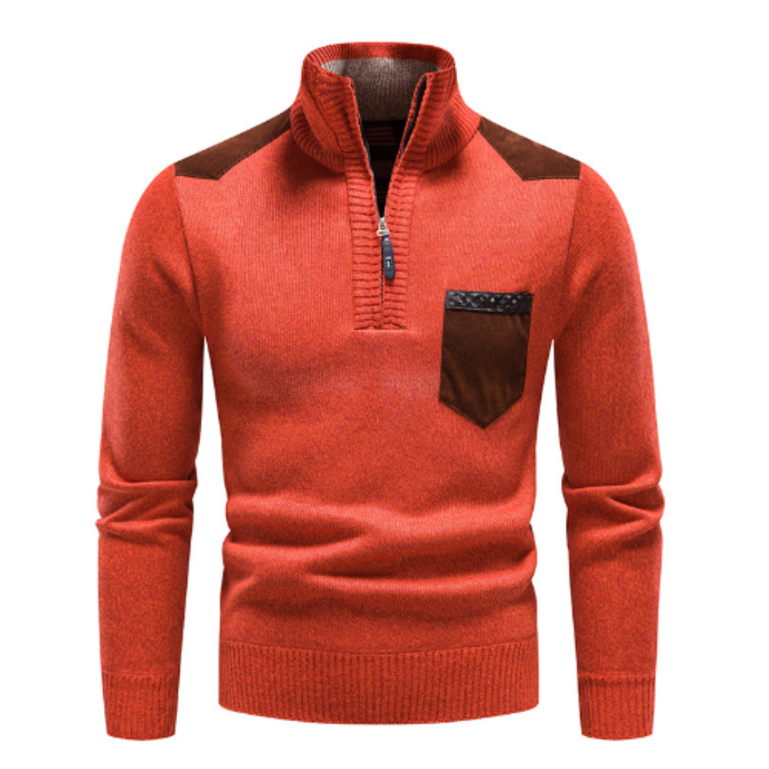 Herren Pullover mit Edge-Zipper-Neck und langem Arm – Cedric