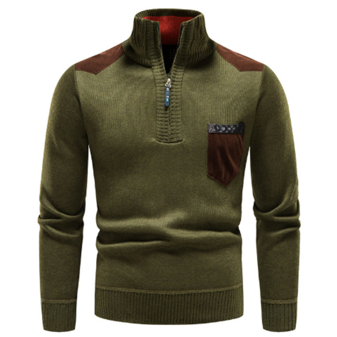 Herren Pullover mit Edge-Zipper-Neck und langem Arm – Cedric