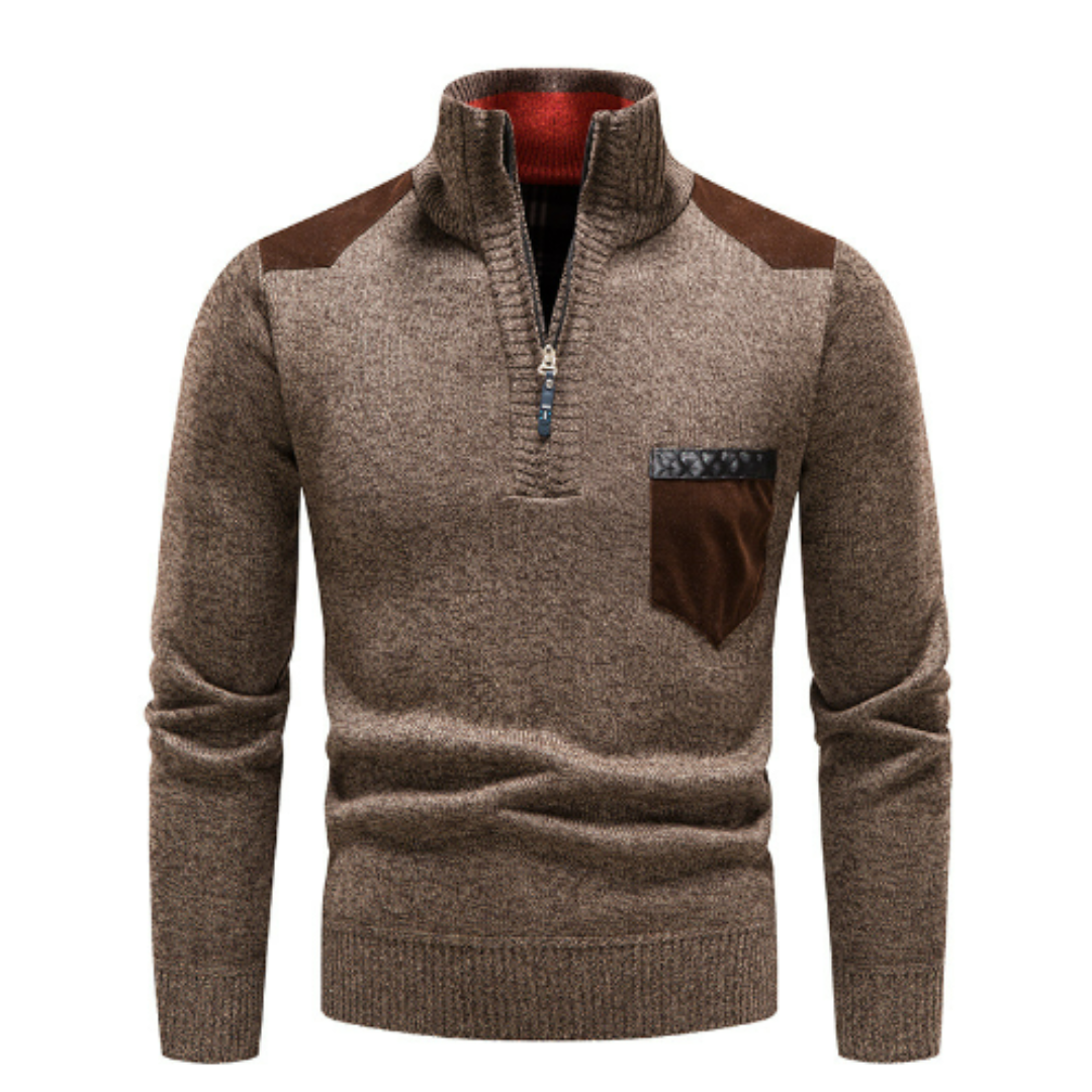 Herren Pullover mit Edge-Zipper-Neck und langem Arm – Cedric