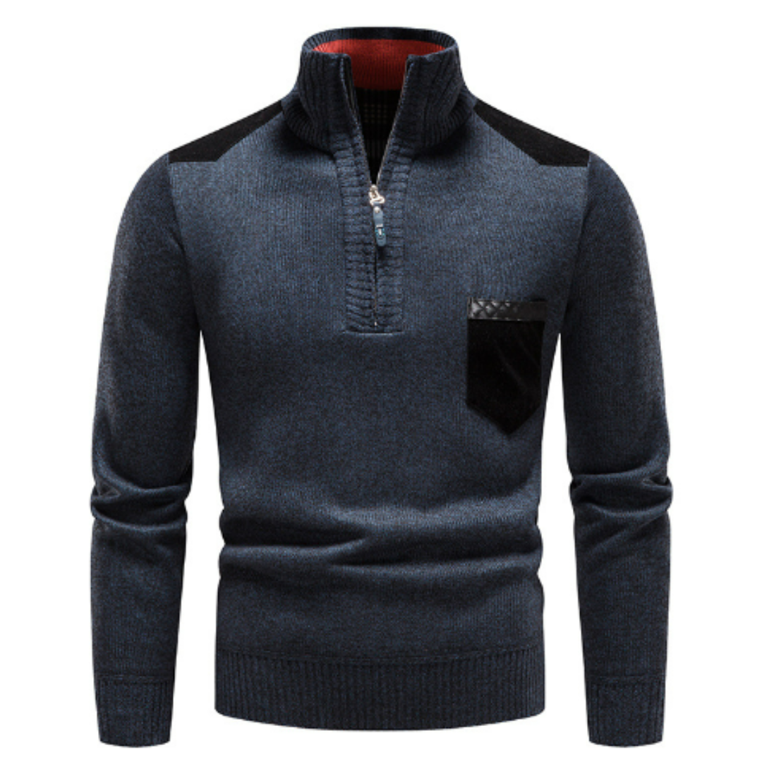 Herren Pullover mit Edge-Zipper-Neck und langem Arm – Cedric