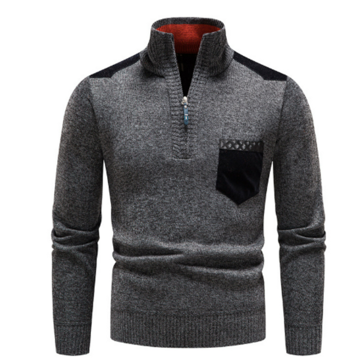 Herren Pullover mit Edge-Zipper-Neck und langem Arm – Cedric