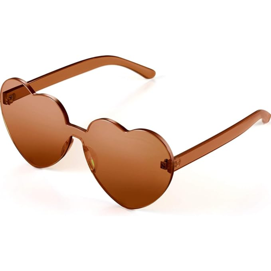 Trendige Herz-Sonnenbrille ohne Rahmen in Transparent-Optik - HerzBlitz
