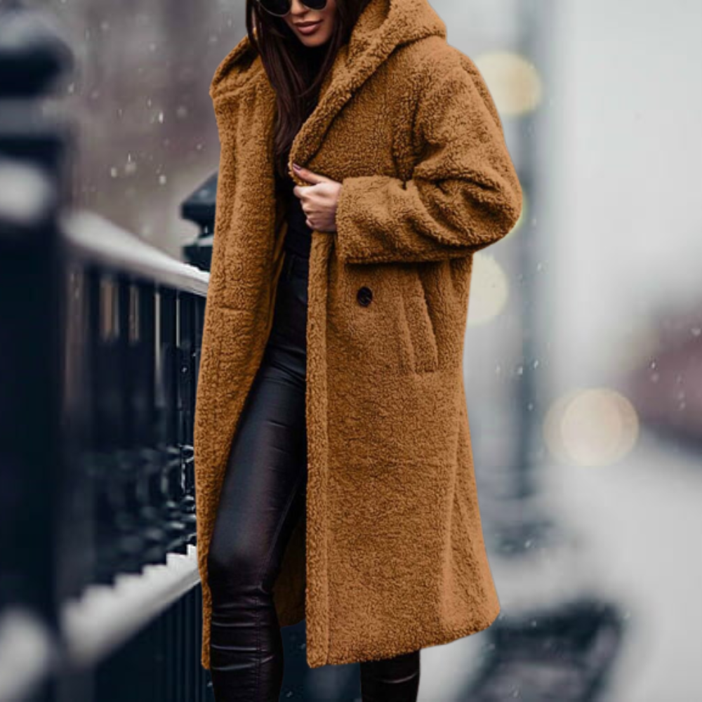 Stilvolle Damen Kunstpelzjacke mit Kapuze - Vivienne