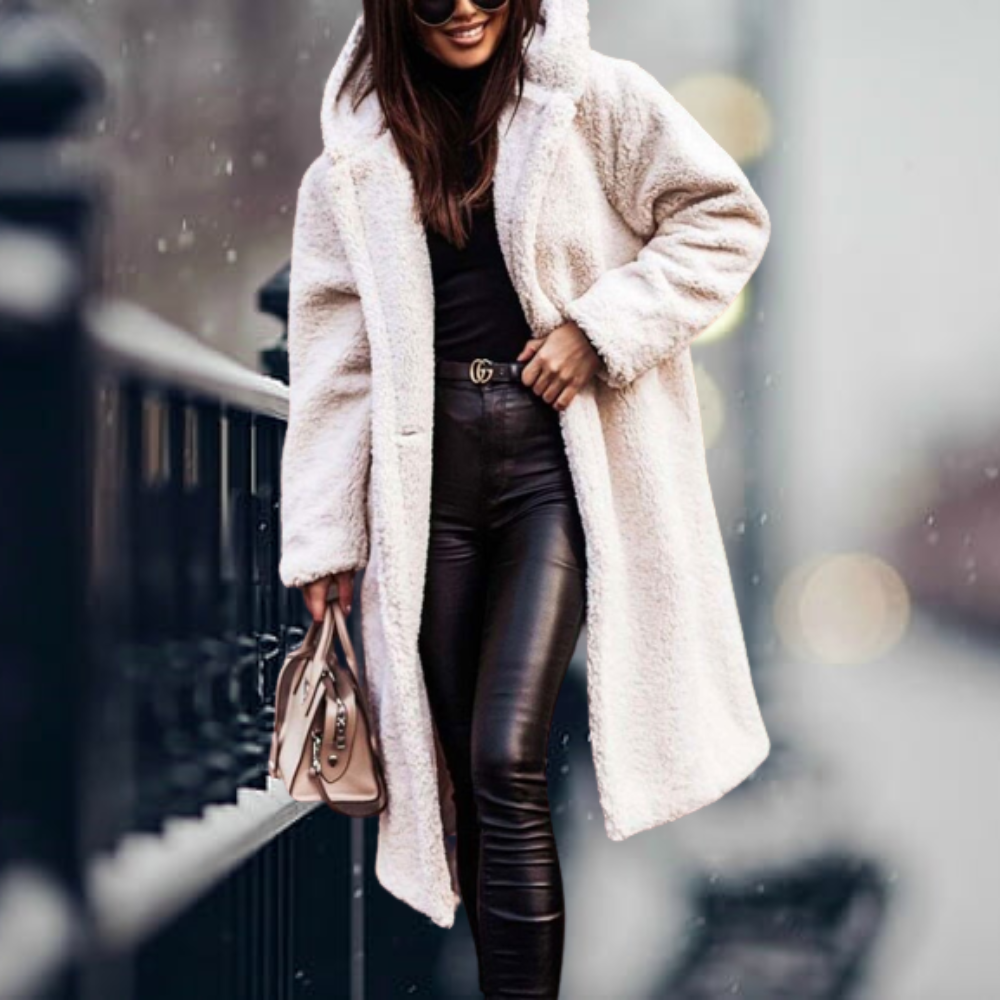Stilvolle Damen Kunstpelzjacke mit Kapuze - Vivienne