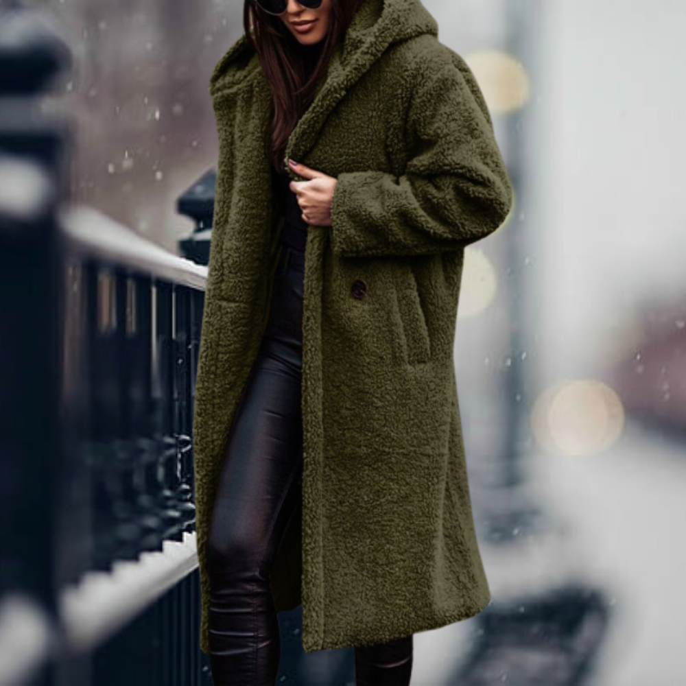Stilvolle Damen Kunstpelzjacke mit Kapuze - Vivienne