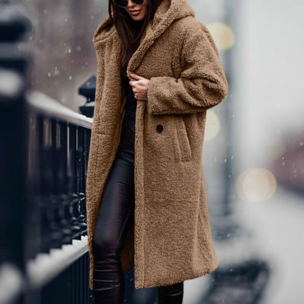 Stilvolle Damen Kunstpelzjacke mit Kapuze - Vivienne