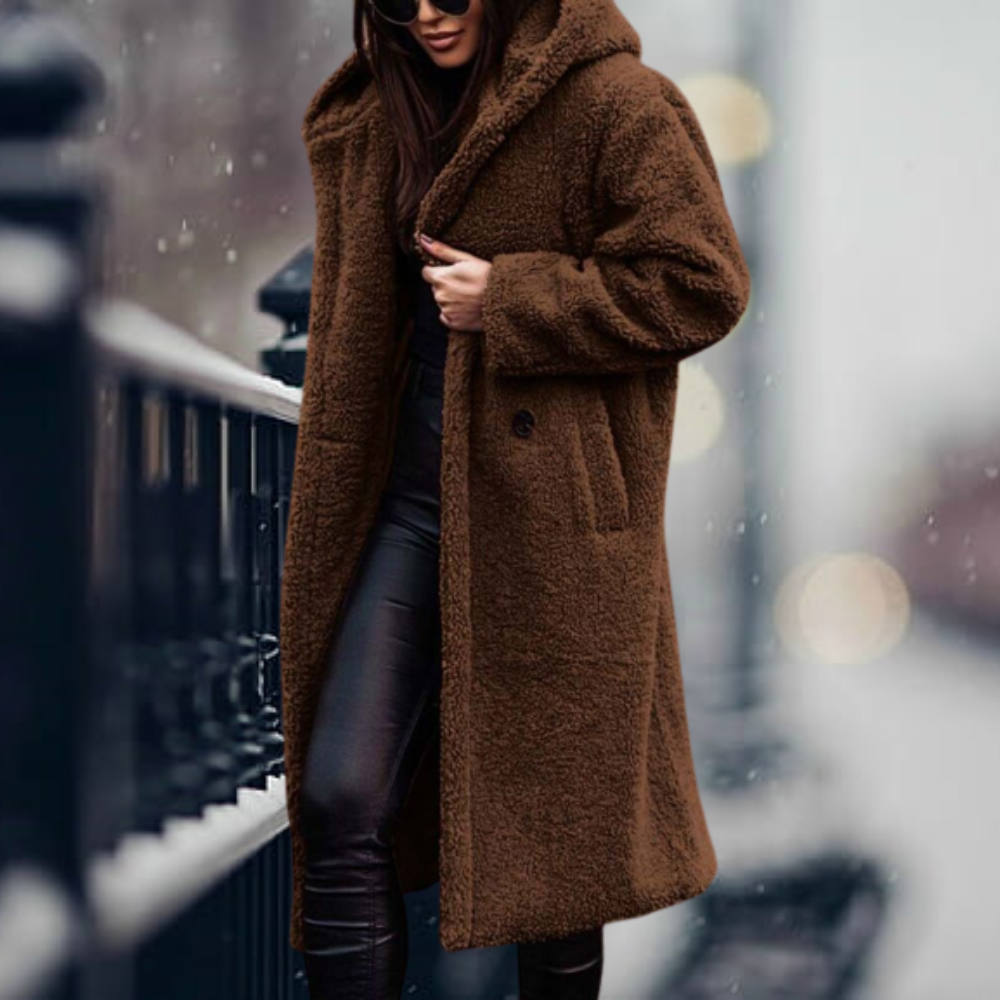 Stilvolle Damen Kunstpelzjacke mit Kapuze - Vivienne