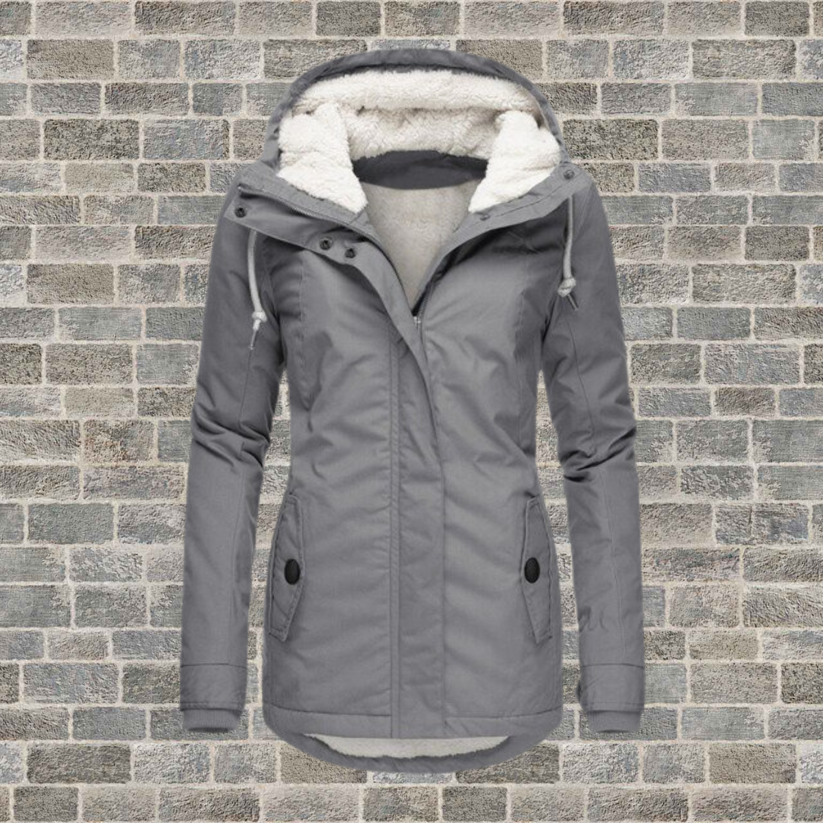 Plissierte Baumwoll-Winterjacke mit Kapuze – Mila