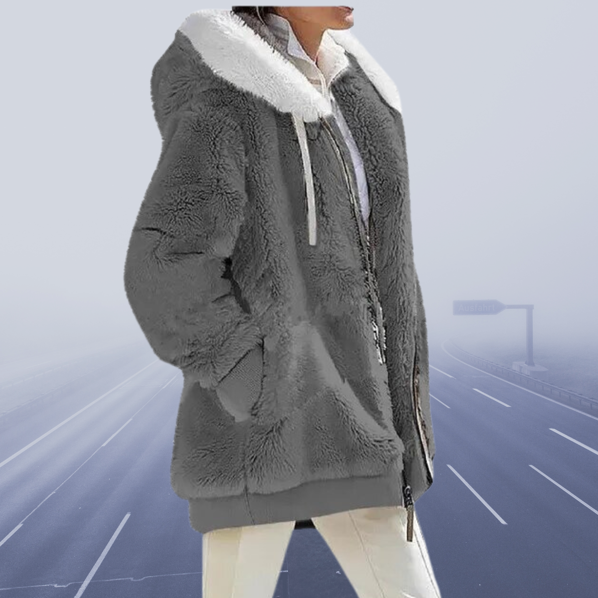 Casual Fleece-Weste mit Kapuze - Elena