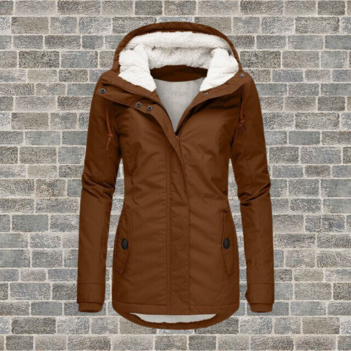 Plissierte Baumwoll-Winterjacke mit Kapuze – Mila