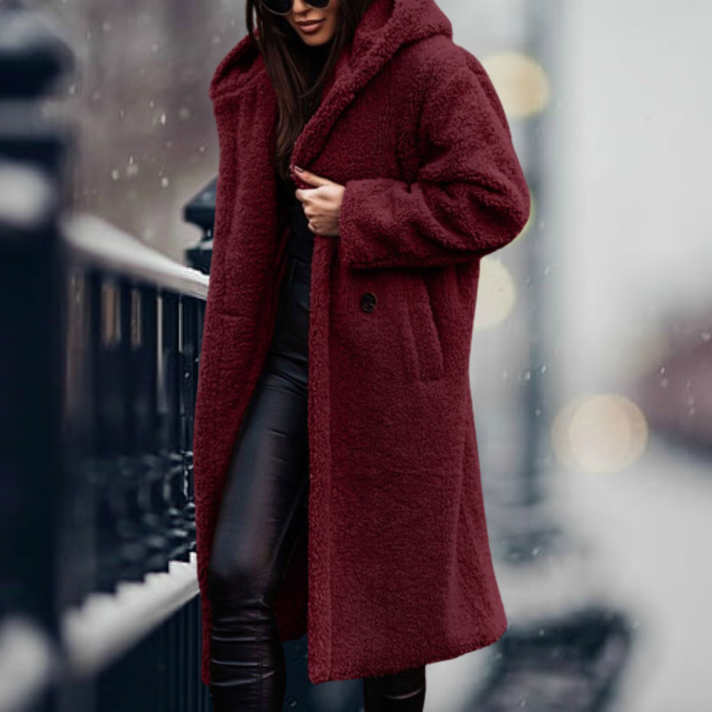 Stilvolle Damen Kunstpelzjacke mit Kapuze - Vivienne