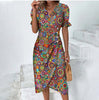 Knopfkleid mit V-Ausschnitt & Kurzarm – Luisa