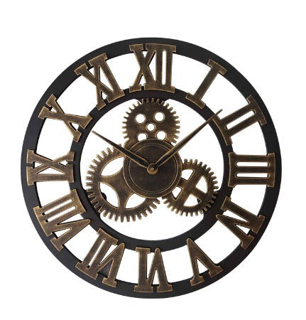 Retro industrielle Wanduhr aus Holz – Ironwood