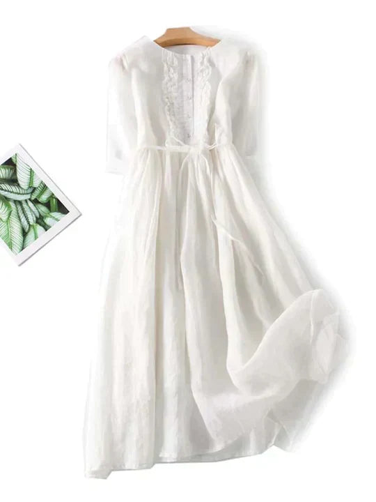 Luftiges Leinenkleid mit lockerer Passform für den Sommer – Selina