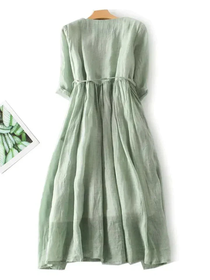 Luftiges Leinenkleid mit lockerer Passform für den Sommer – Selina