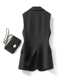Trendy Sleeveless Blazer - Celeste