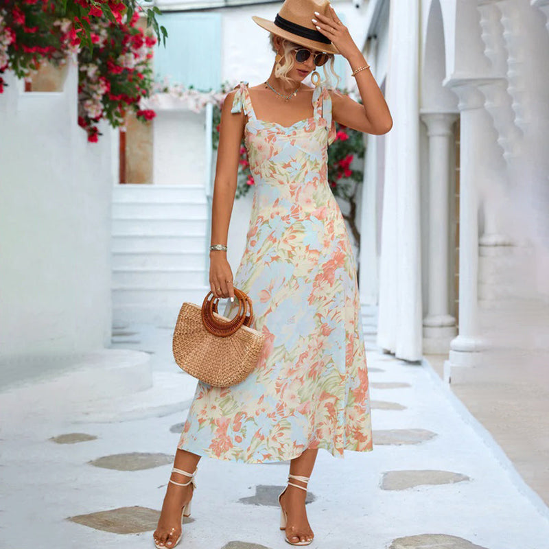 Floral Midi Dress made of Lightweight Fabric – Alina