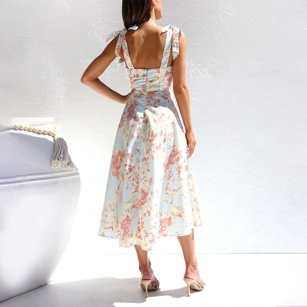 Blumen Midi-Kleid aus leichtem Stoff – Alina