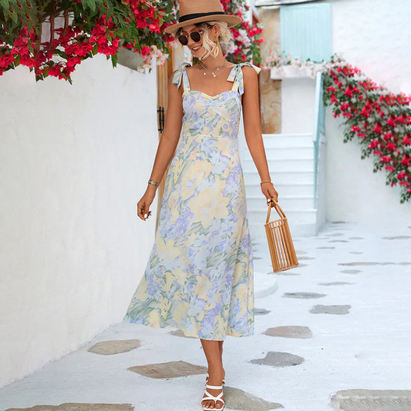 Floral Midi Dress made of Lightweight Fabric – Alina