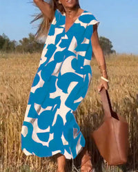 V-neck Maxi Dress with Print - Bella
