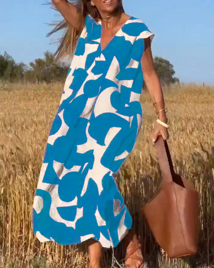 V-neck Maxi Dress with Print - Bella