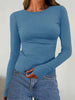Damen Langarm Top mit Rundhalsausschnitt für Herbst & Winter – Vivienne