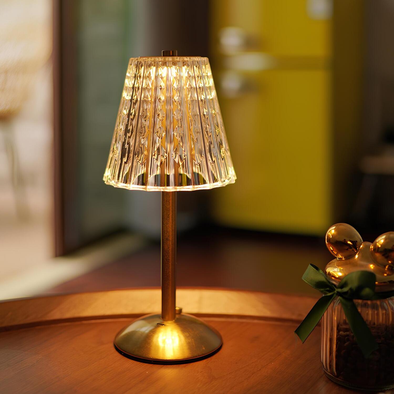 Goldene Kristall-Tischlampe - Aurora Luxe