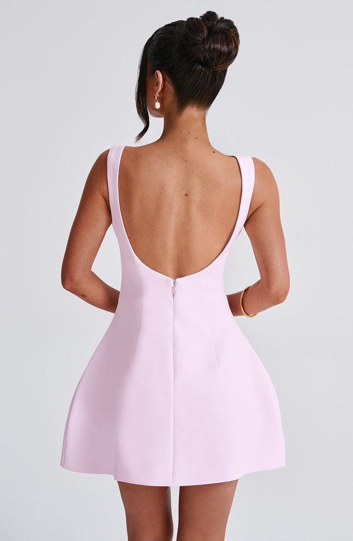 Sleeveless Pink Mini Summer Dress with Collar – Naomi