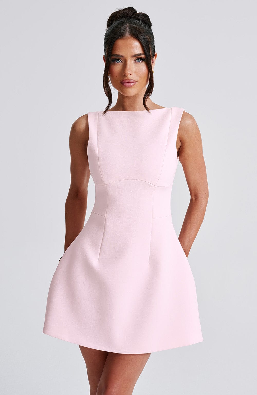 Sleeveless Pink Mini Summer Dress with Collar – Naomi
