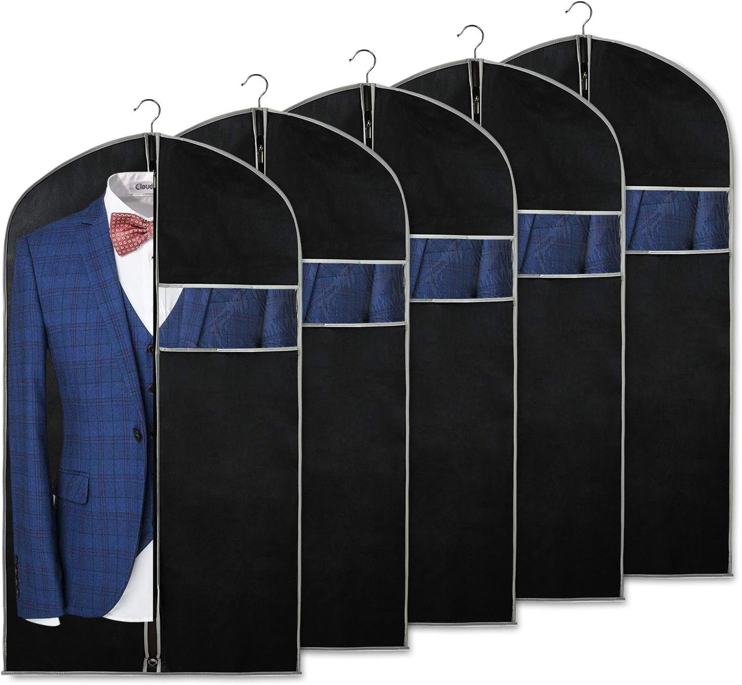 Atmungsaktive Kleidersack-Set – 5er-Pack Kleideraufbewahrungshüllen mit Sichtfenster (1+1 GRATIS)