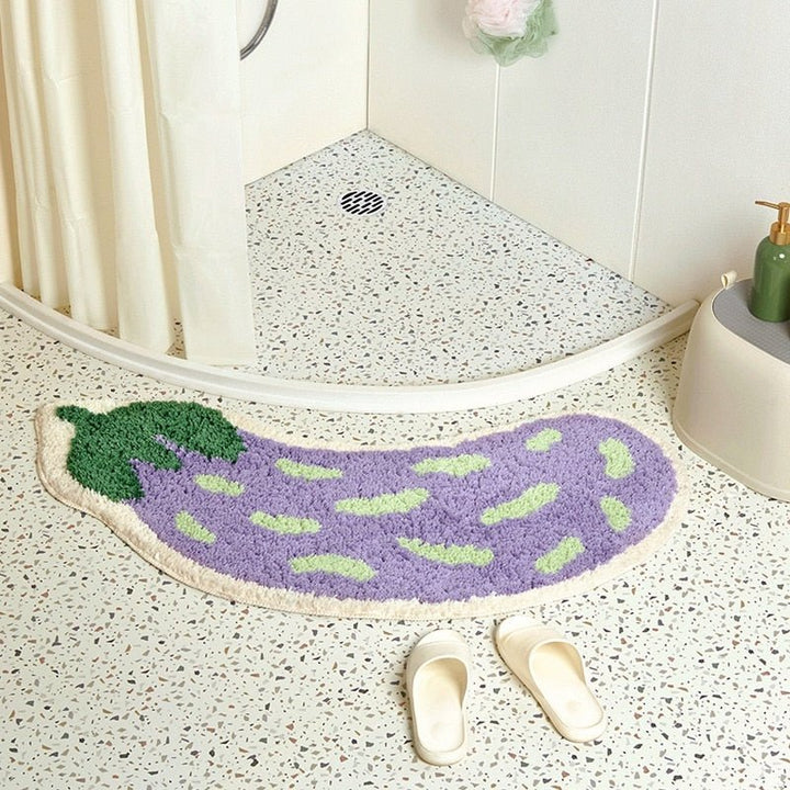 Non-slip bath mat with banana or eggplant design - ZestPad