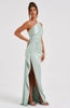 Stilvolles Satin-Kleid mit Falten und Schulterdetail - Selene